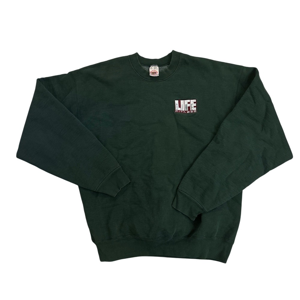 Vintage Fruit of the Loom Life Fitness Sweatshirt XL Green Embroidered 90s USA